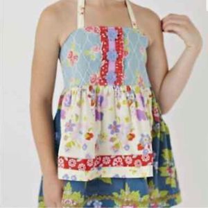 MATILDA JANE Lark Lakes Ellie Halter tie shirt girls size 2 kids children apron